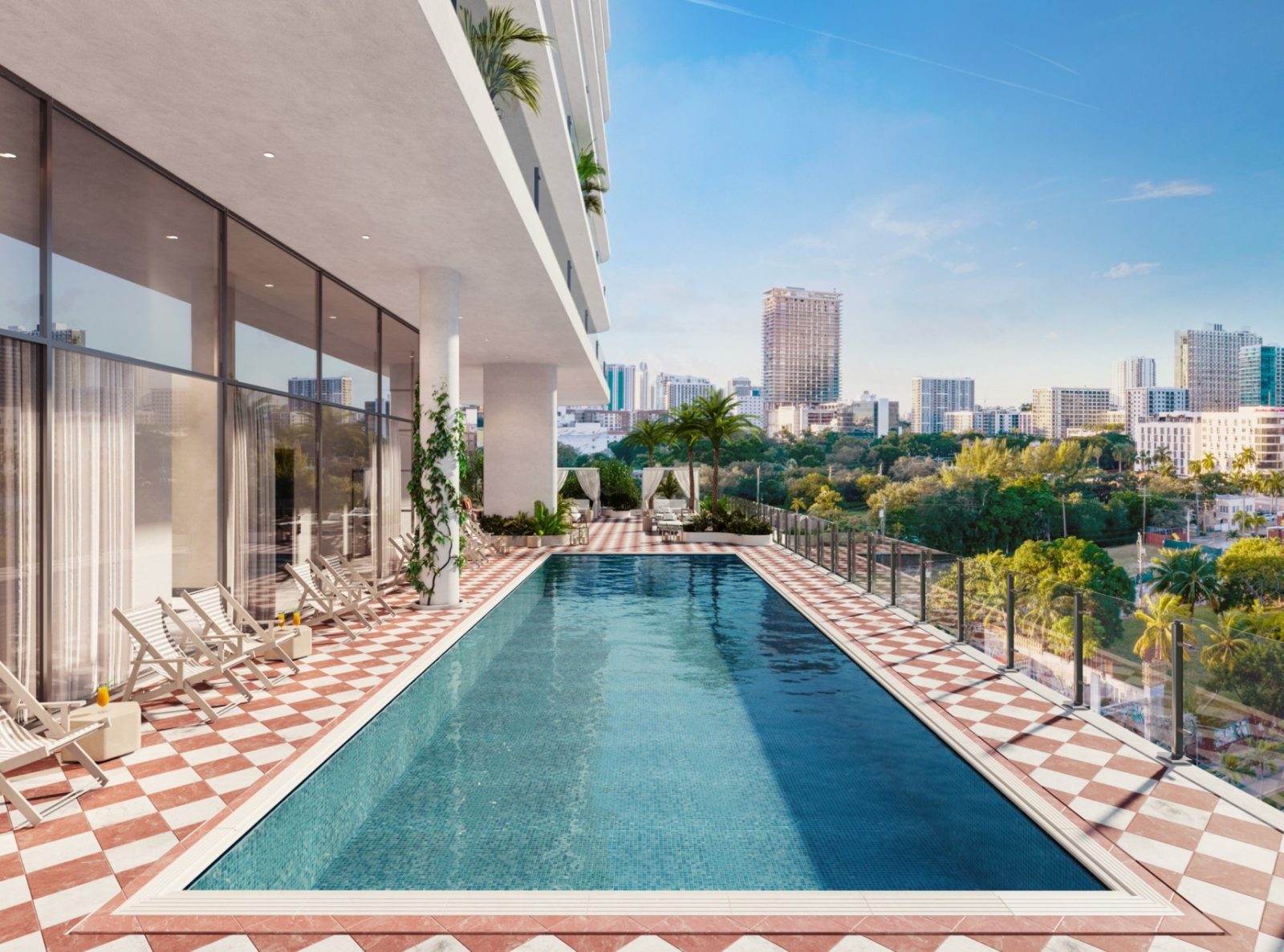 Terraza con piscina de Elle Residences Miami